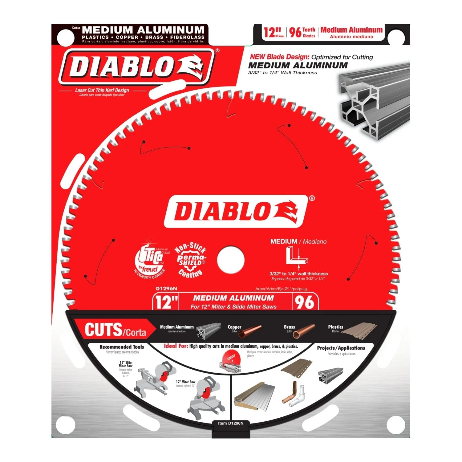 Diablo D1296N 12 in. X 96-ToothMedium Aluminum Saw Blade