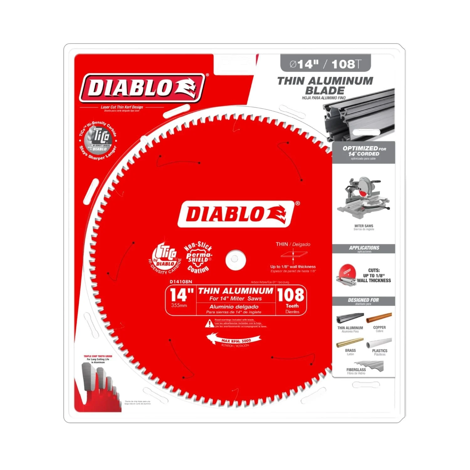 Diablo D14108N 14 in. x 108-ToothThin Aluminum Cutting Saw Blade