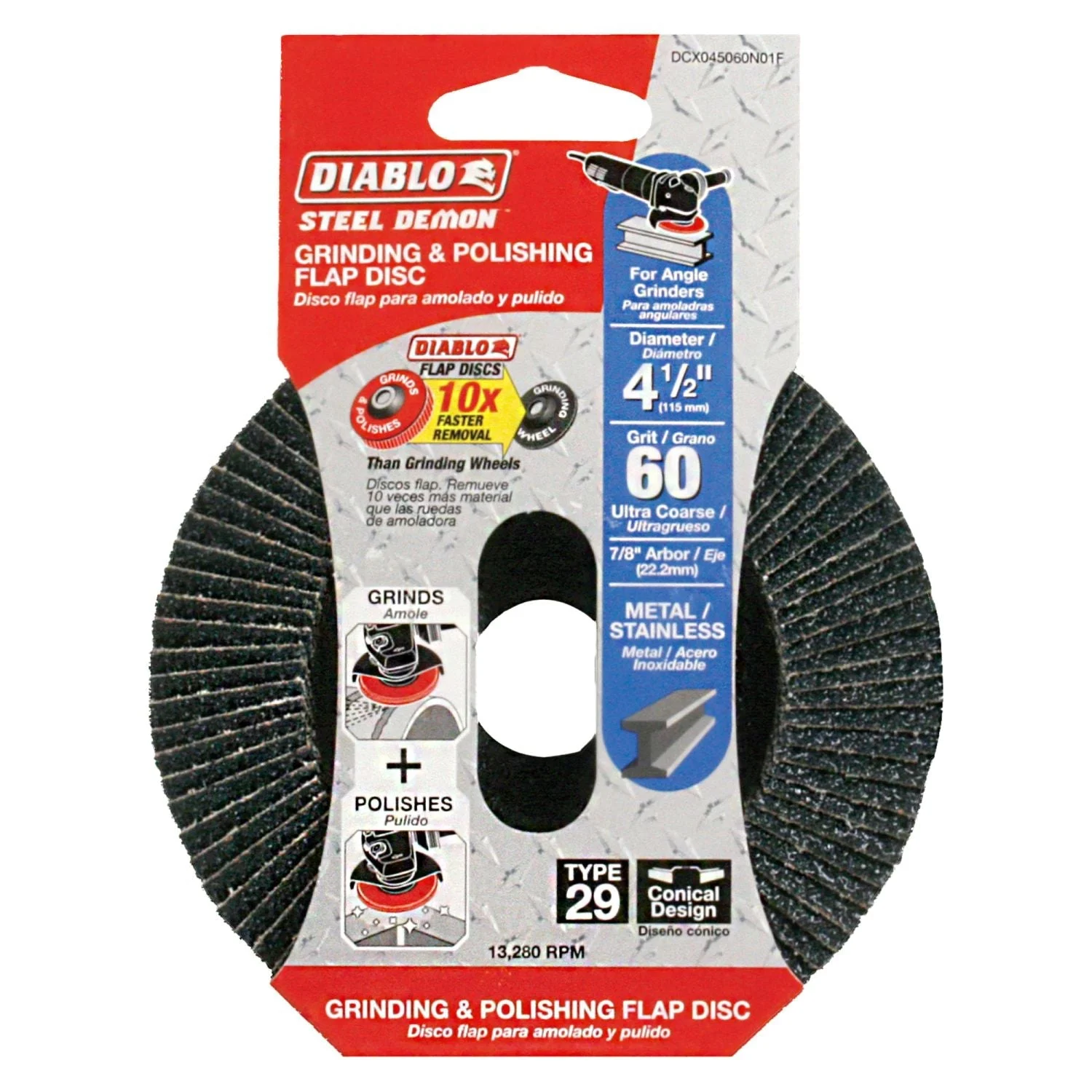 Diablo DCX045060N01F 4-1/2" Steel Demon Flap, 60 Grit,