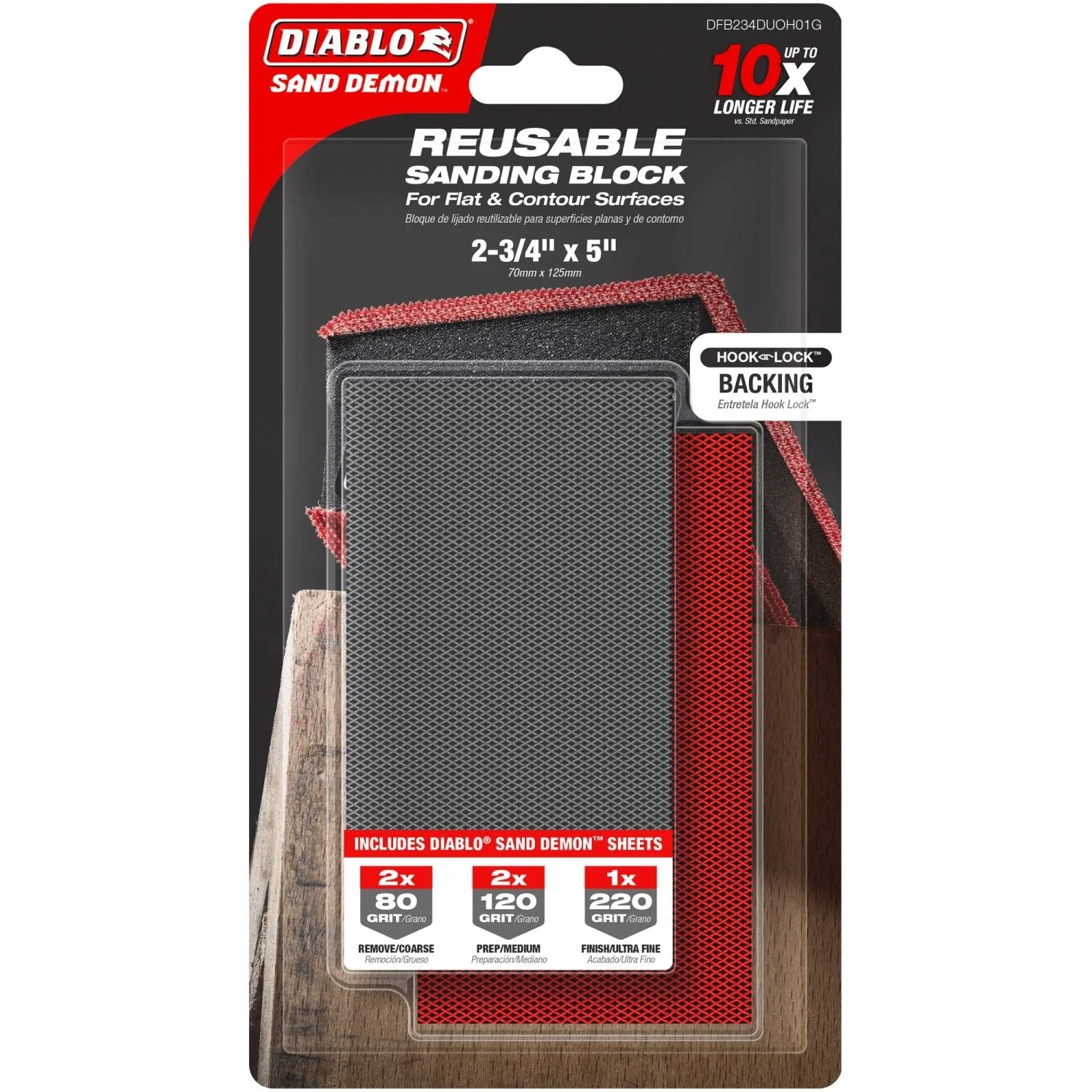 Diablo DFB234DUOH01G 2-3/4 Inch x 5 Inch SandNet Reusable Hand Sanding Block