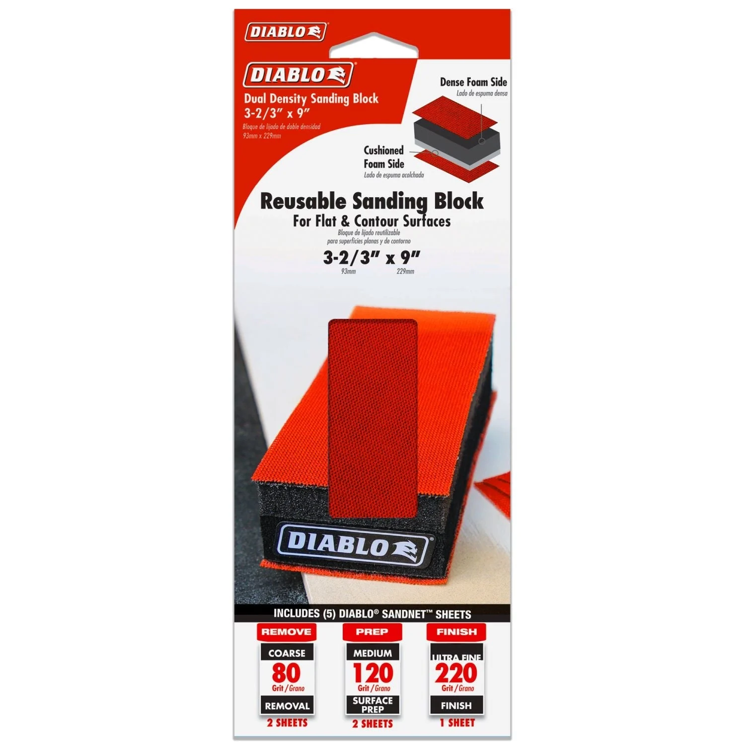 Diablo DFB323DUOH01G 9 Inch x 3-2/3 Inch SandNet Reusable Hand Sanding Block