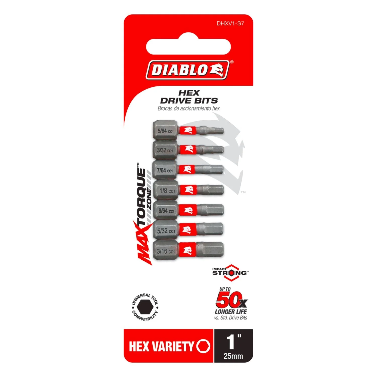 Diablo DHXV1-S7 1 Inch Hex Drive Bit Assorted Pack , 7-Piece