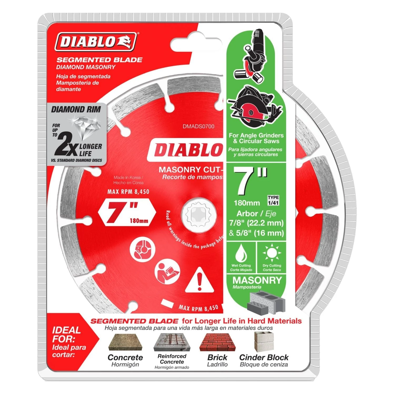 Diablo DMADS0700 7 Inch Diamond Segmented Cut-Off Discs for Masonry