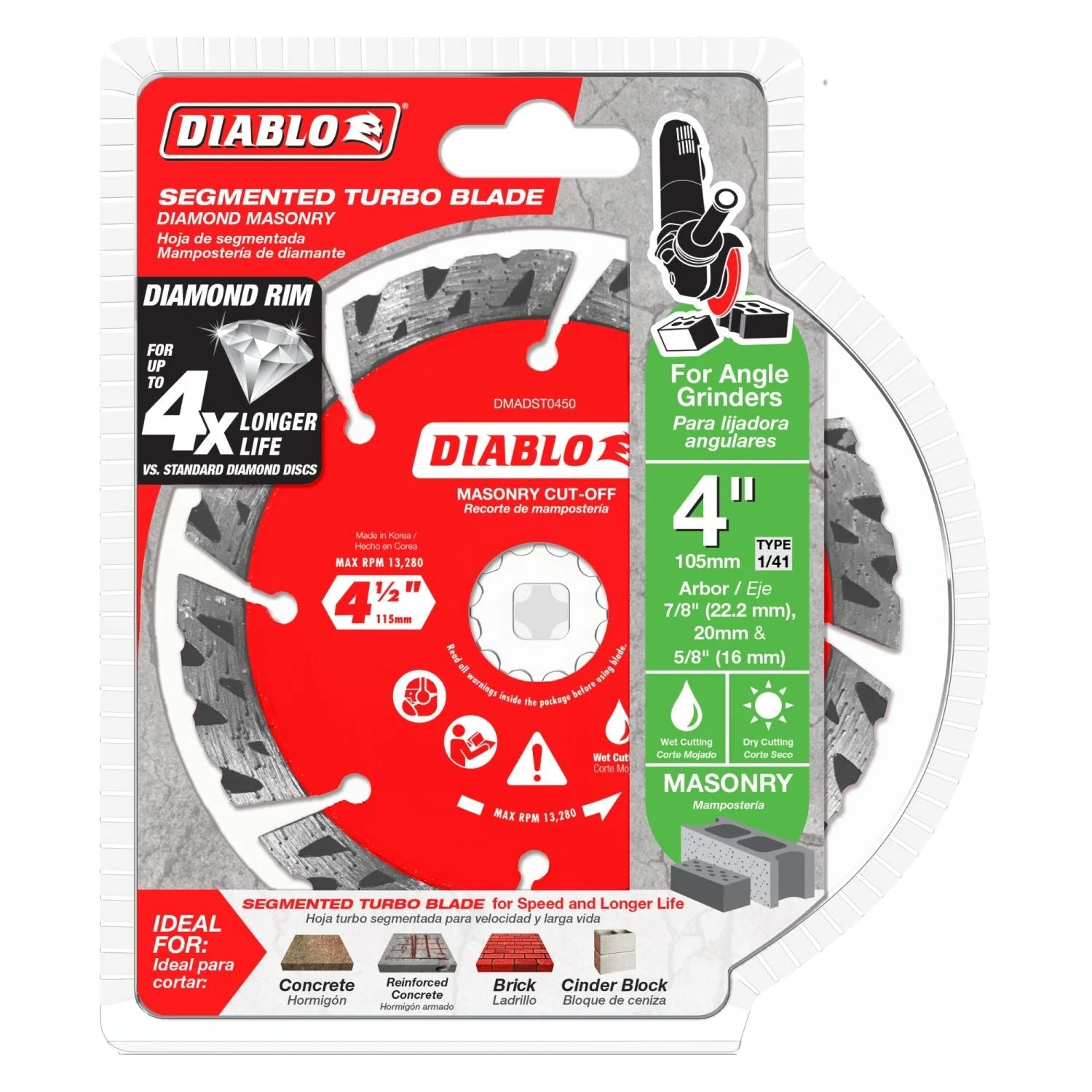 Diablo DMADST0400 4 Inch Diamond Segmented Turbo Cut-Off Discs for Masonry