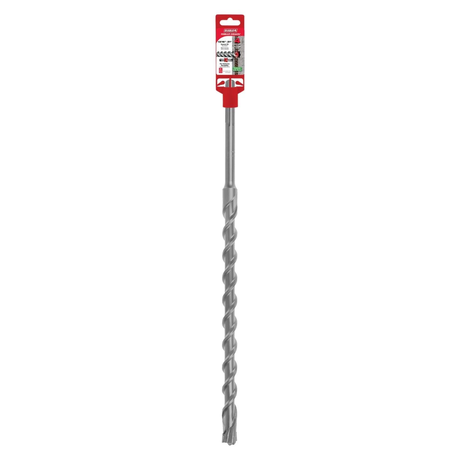 Diablo DMAMX1160 13/16 Inch x 16 Inch x 21 Inch Rebar Demon SDS-Max 4-Cutter Full Carbide Head Hammer Drill Bit