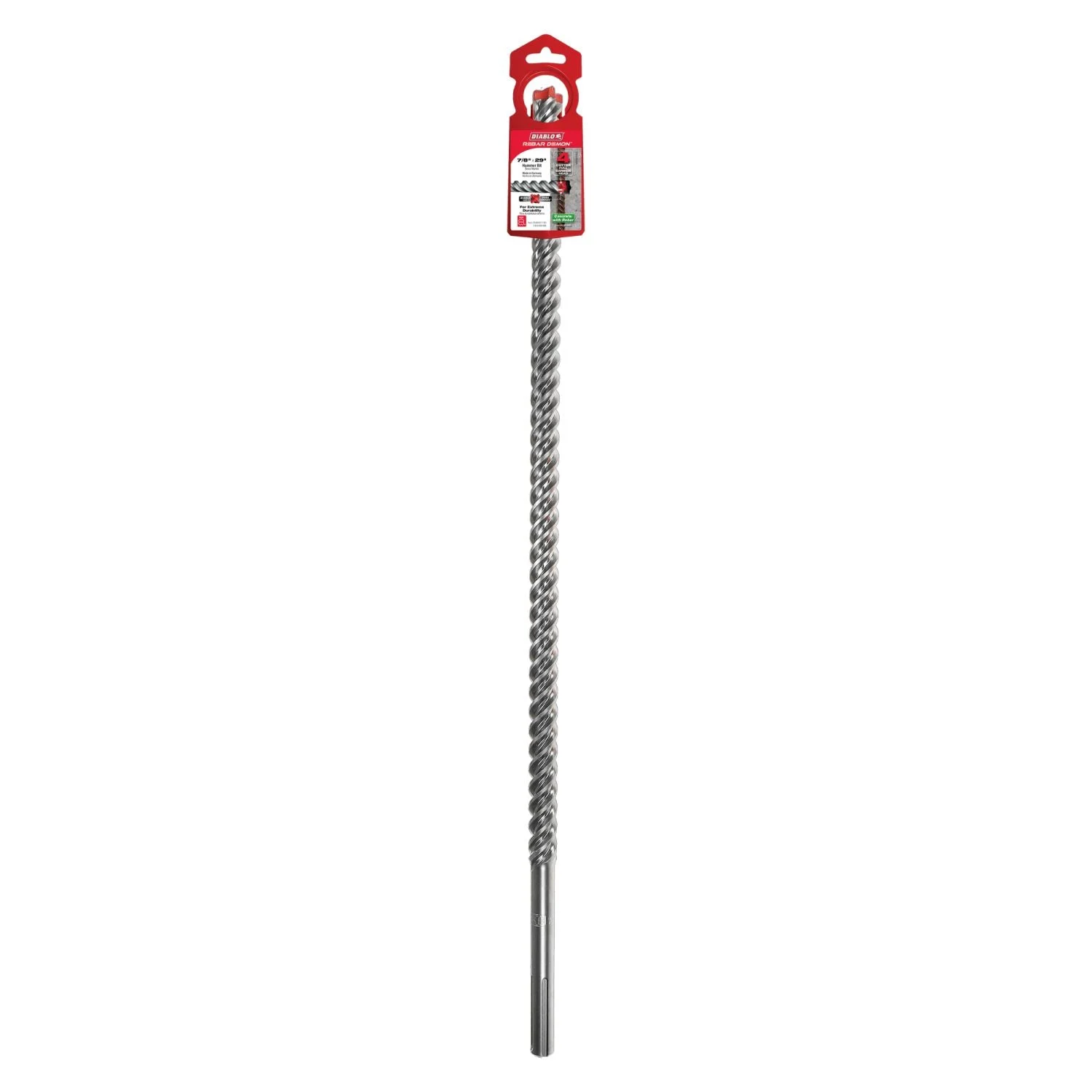 Diablo DMAMX1190 7/8 Inch x 24 Inch x 29 Inch Rebar Demon SDS-Max 4-Cutter Full Carbide Head Hammer Drill Bit