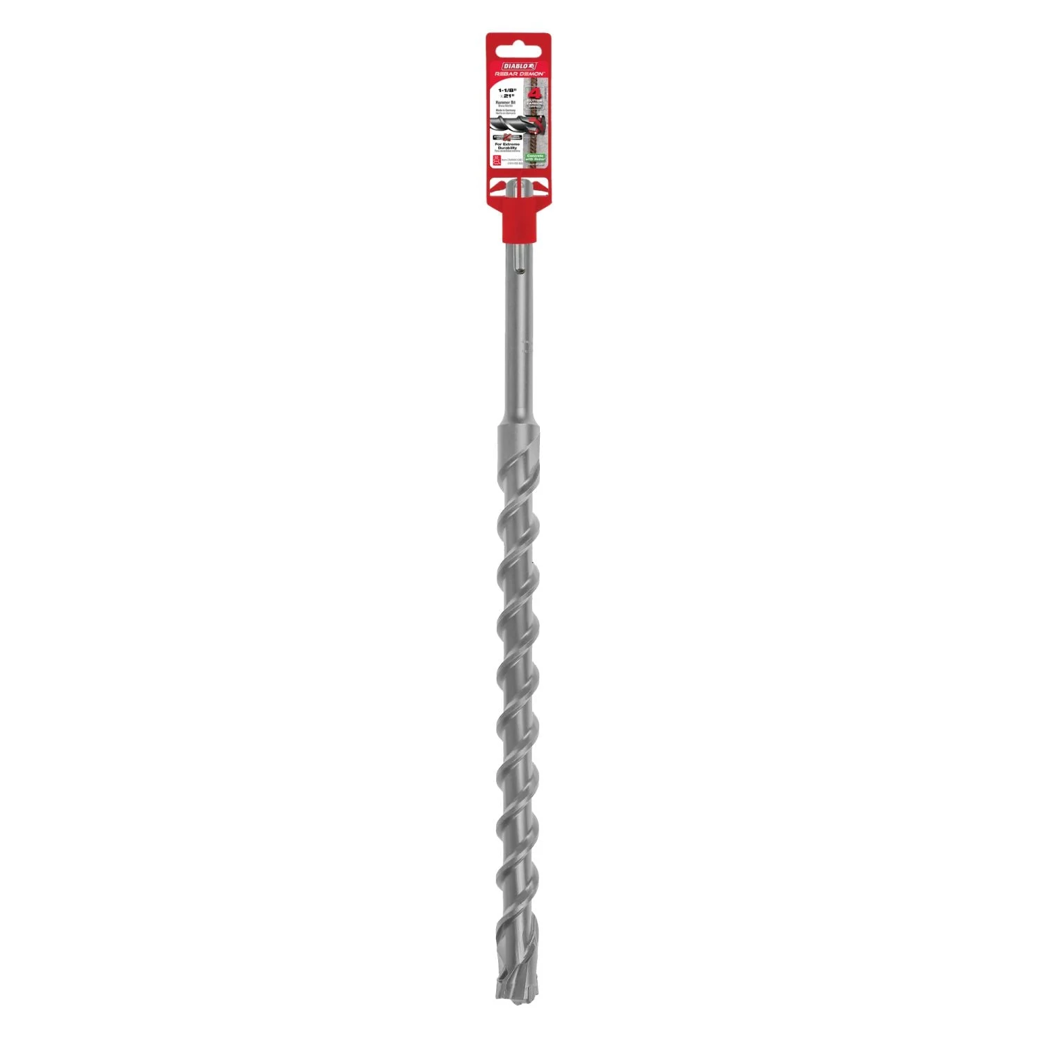 Diablo DMAMX1260 1-1/8 Inch x 16 Inch x 21 Inch Rebar Demon SDS-Max 4-Cutter Carbide-Tipped Hammer Drill Bit