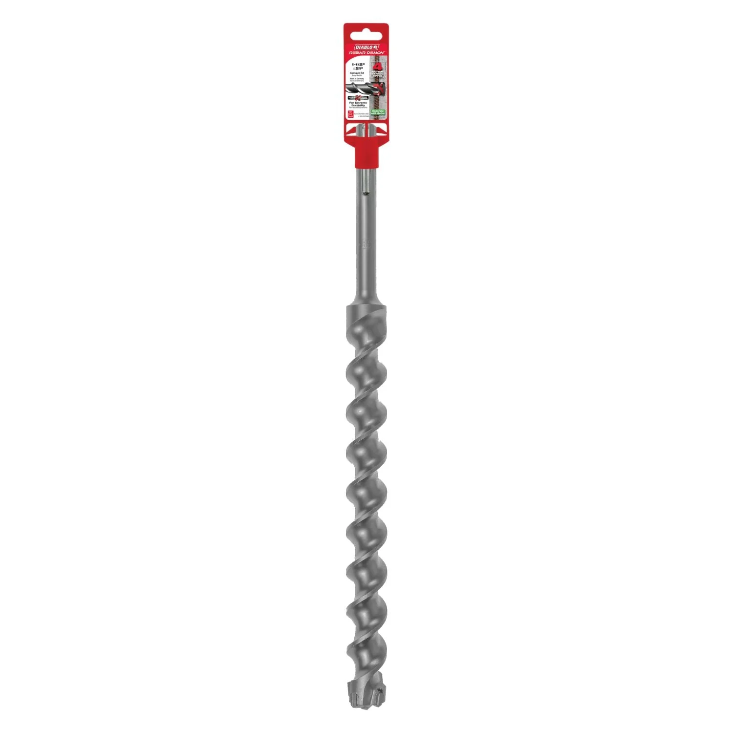 Diablo DMAMX1360 1-1/2 Inch x 16 Inch x 21 Inch Rebar Demon SDS-Max 4-Cutter Carbide-Tipped Hammer Drill Bit