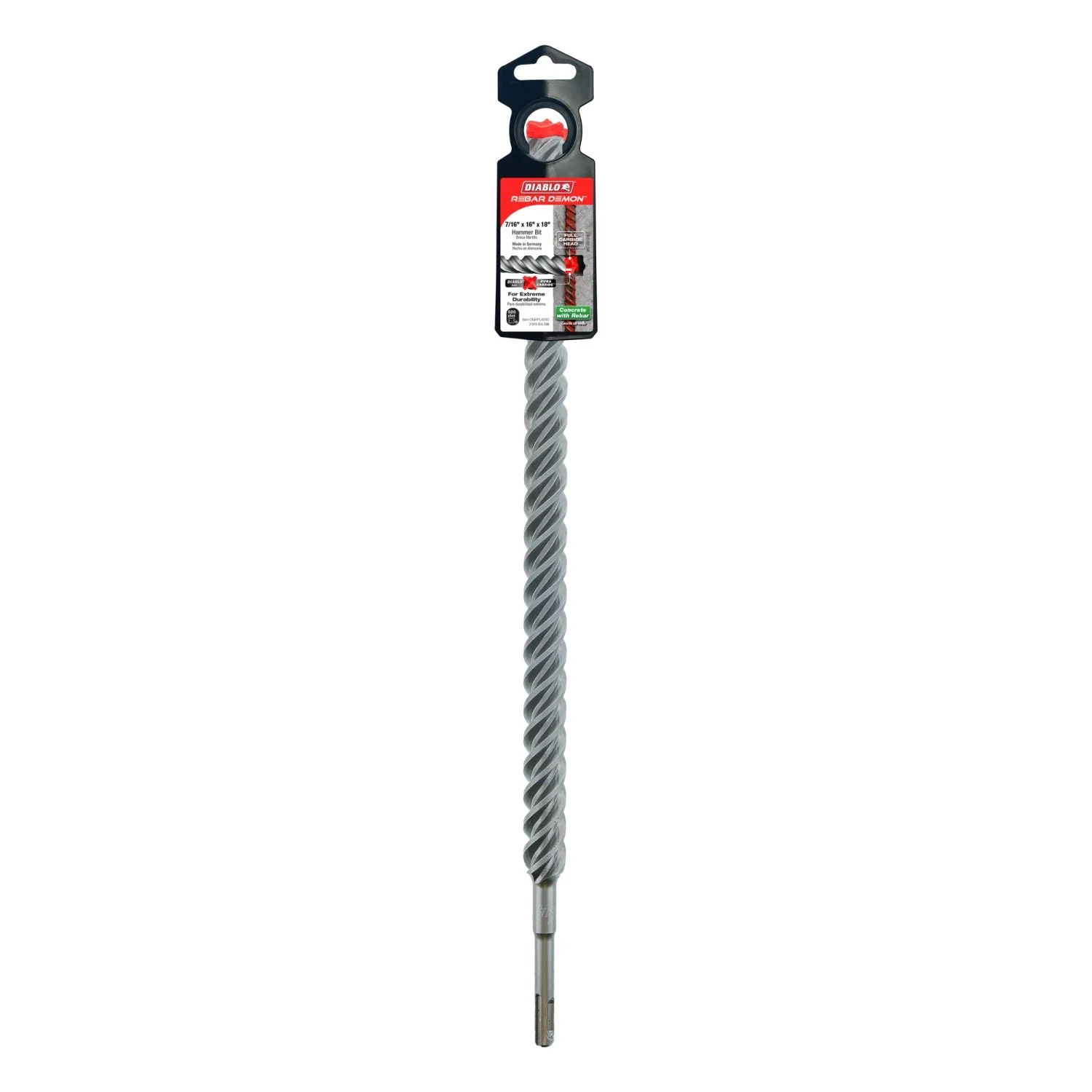 Diablo DMAPL4290 7/8 Inch x 16 Inch x 18 Inch Rebar Demon SDS-Plus 4-Cutter Full Carbide Head Hammer Drill Bit