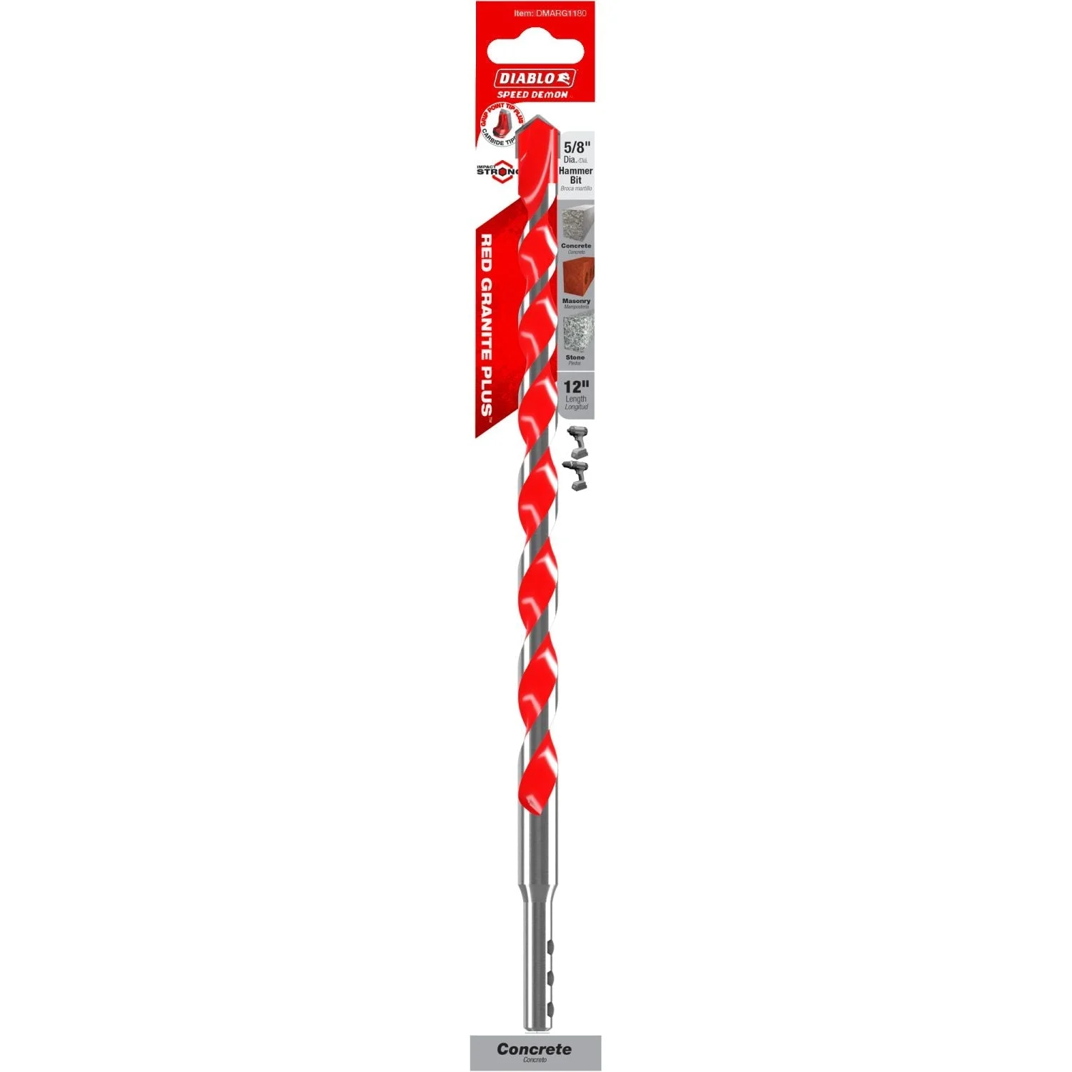 Diablo DMARG1180 5/8 Inch x 10 Inch x 12 Inch SPEEDemon Red Granite Carbide Tipped Hammer Drill Bit