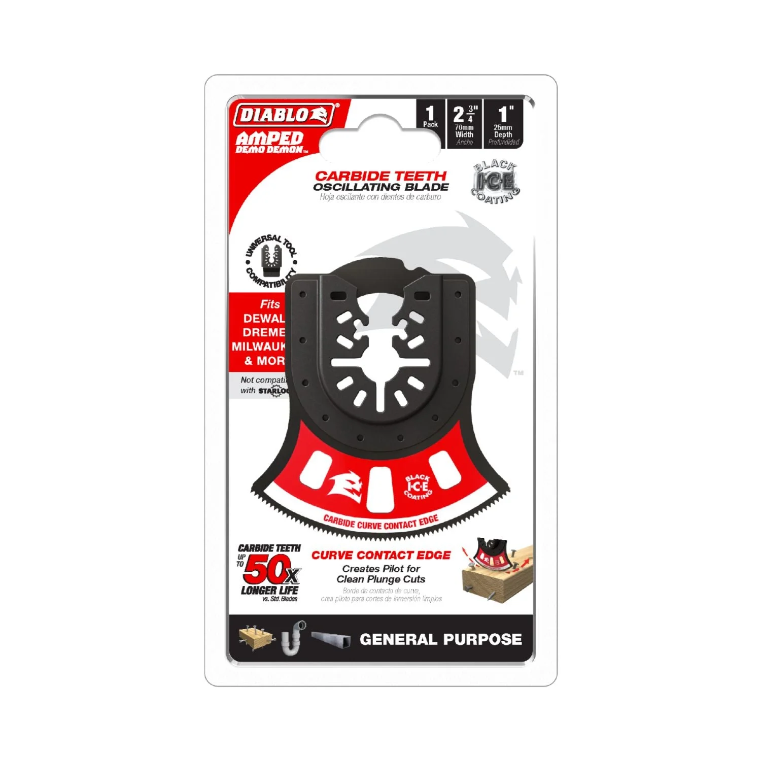 Diablo DOU275RCGP 2-3/4-Inch Universal Fit Carbide Oscillating Blade for General Purpose Cuts
