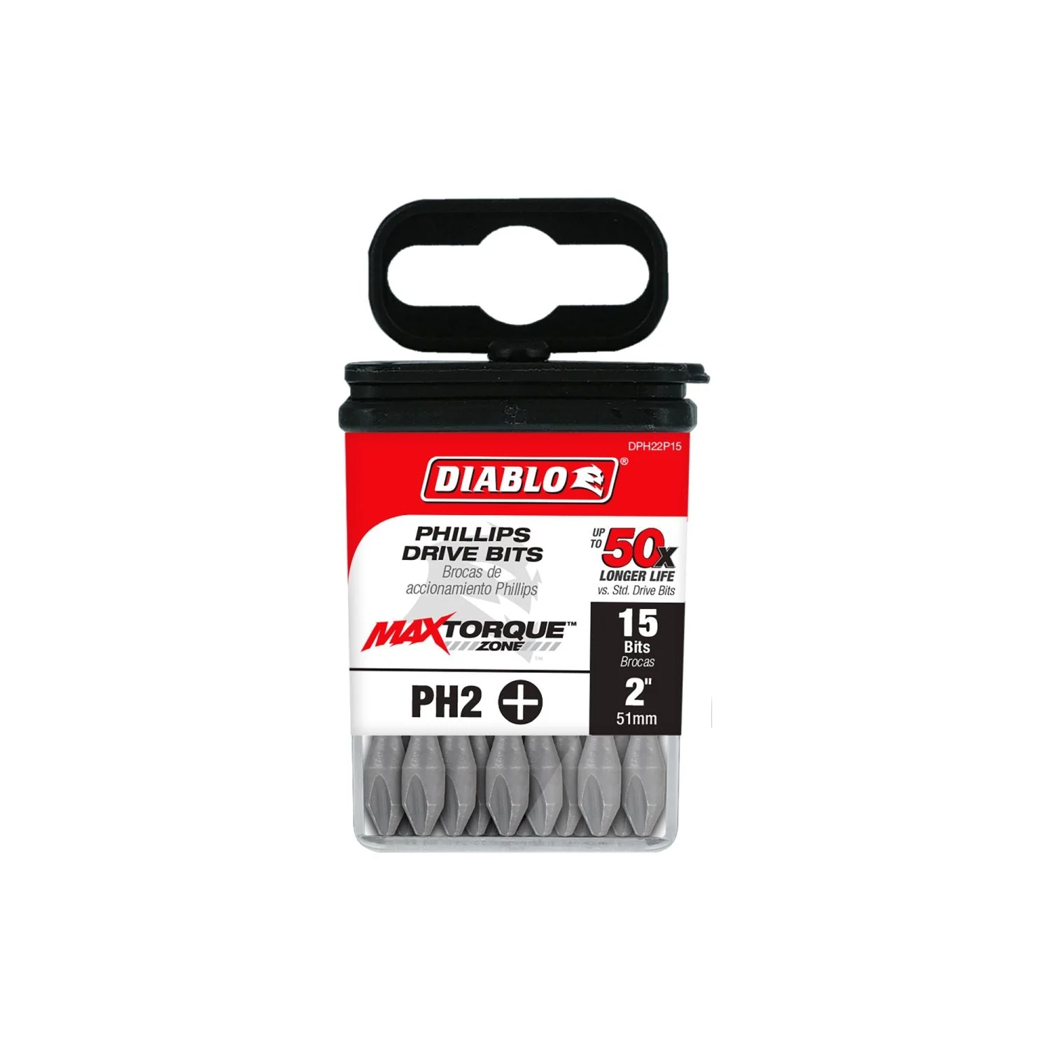Diablo DPH22P15 2 Inch #2 Phillips Drive Bits , 15-Pack