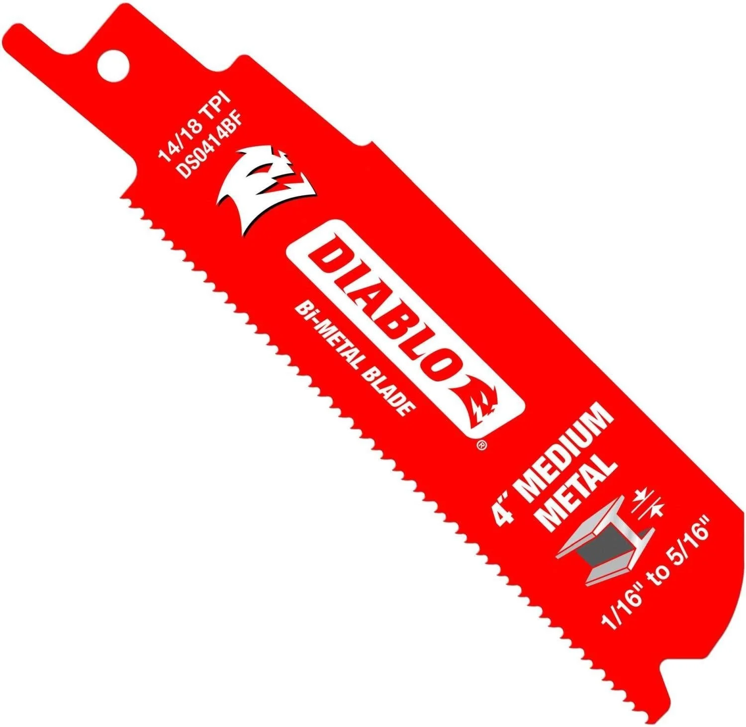 Diablo DS0414BF5 4-Inch Bi-Metal Recip Blade for Medium Metal Cutting, 5-Pack