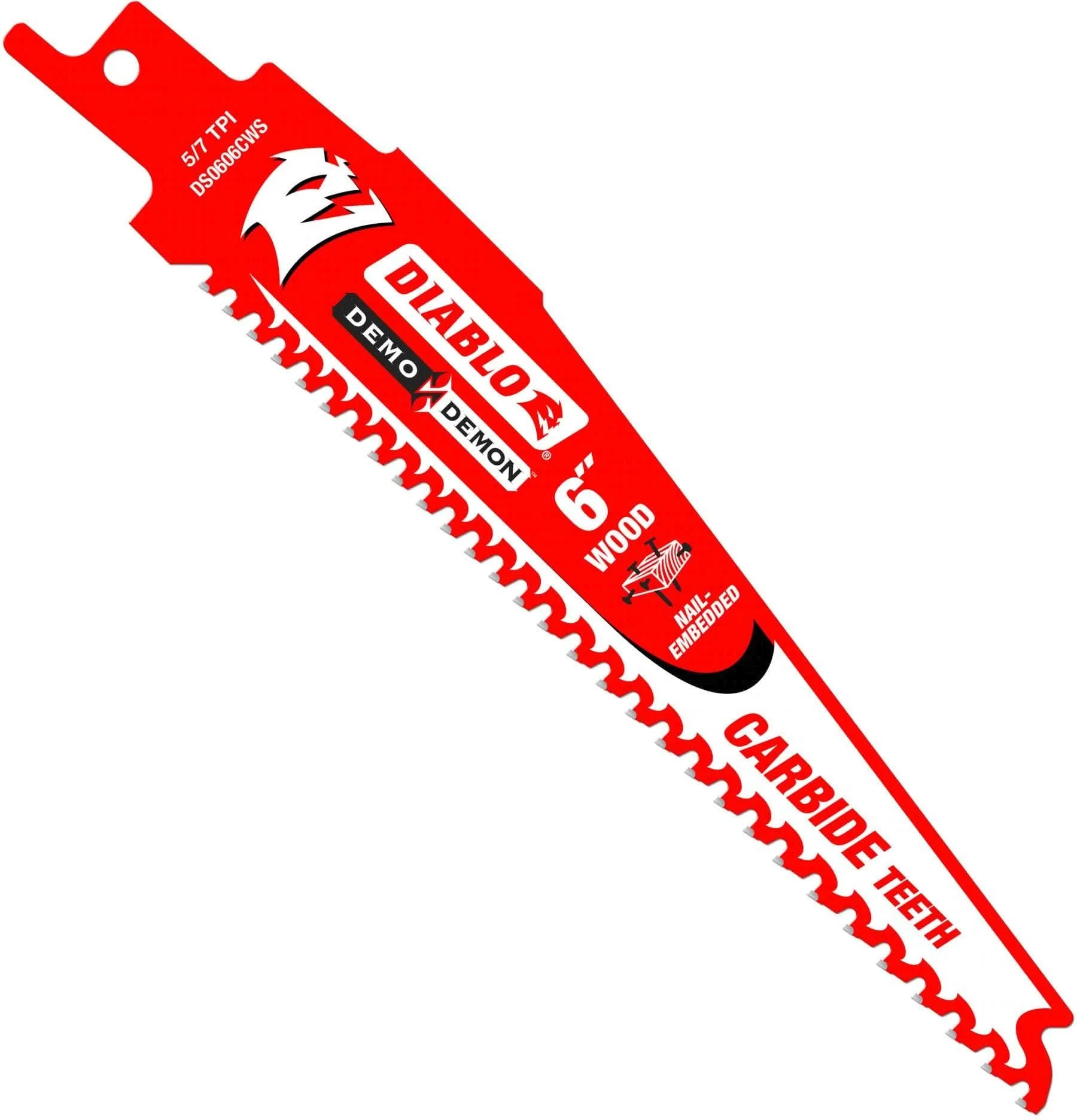 Diablo DS0606CWS3 6-Inch Demo Demon Carbide Recip Blade for Nail-Embedded Wood, 3-Pack