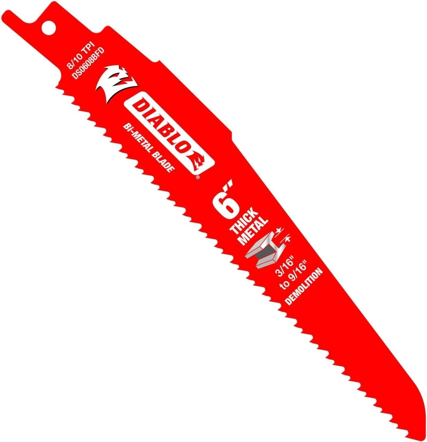 Diablo DS0608BFD25 6-Inch Bi-Metal Recip Blade for Thick Metal/Demolition, 25-Pack