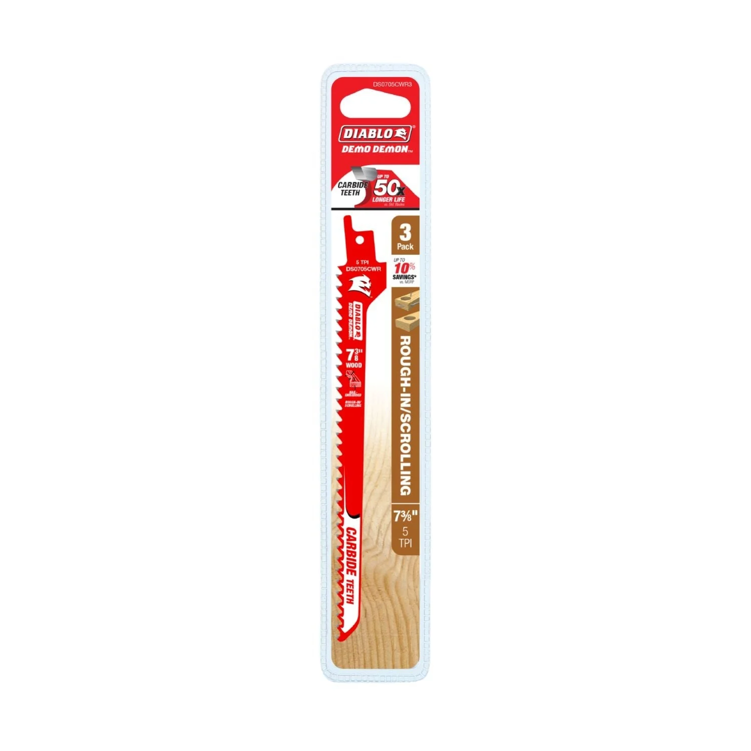 Diablo DS0705CWR3 7-3/8-Inch Demo-Demon Rough-In/Scrolling Carbide Reciprocating Blade