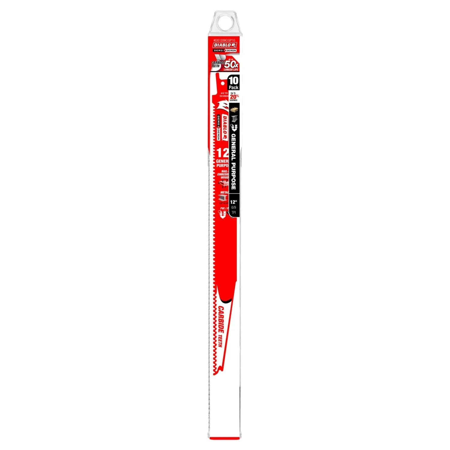 Diablo DS1209CGP10 12-Inch Demo Demon Carbide General Purpose Recip, 10-Pack