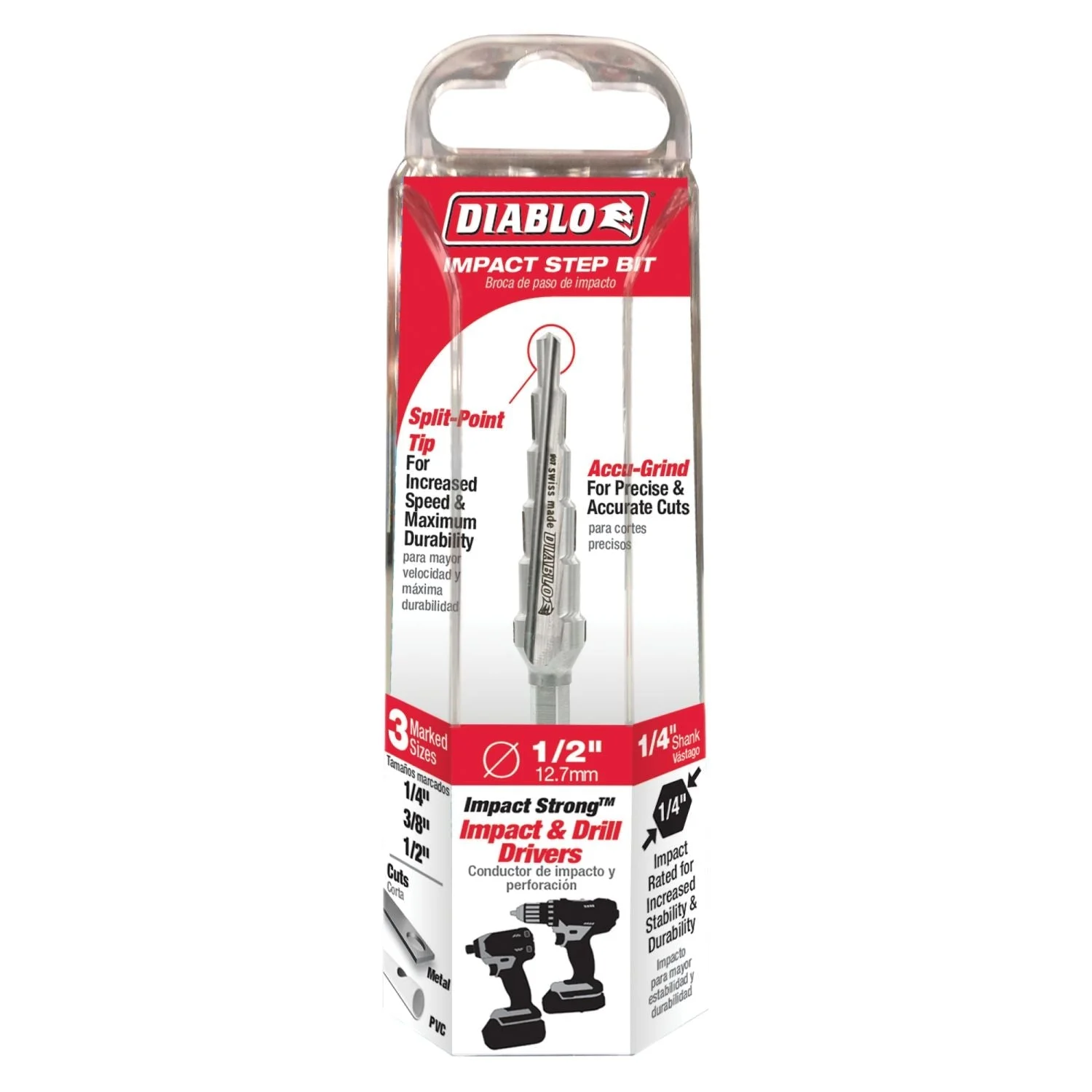Diablo DSD0500S06 1/4 Inch - 1/2 Inch Impact Step Drill Bit with 6 Steps