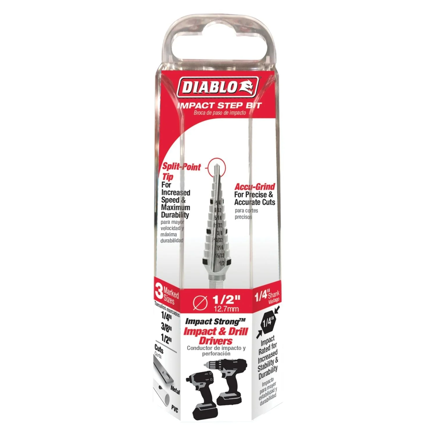 Diablo DSD0500S13 1/4 Inch - 1/2 Inch Impact Step Drill Bit with 13 Steps