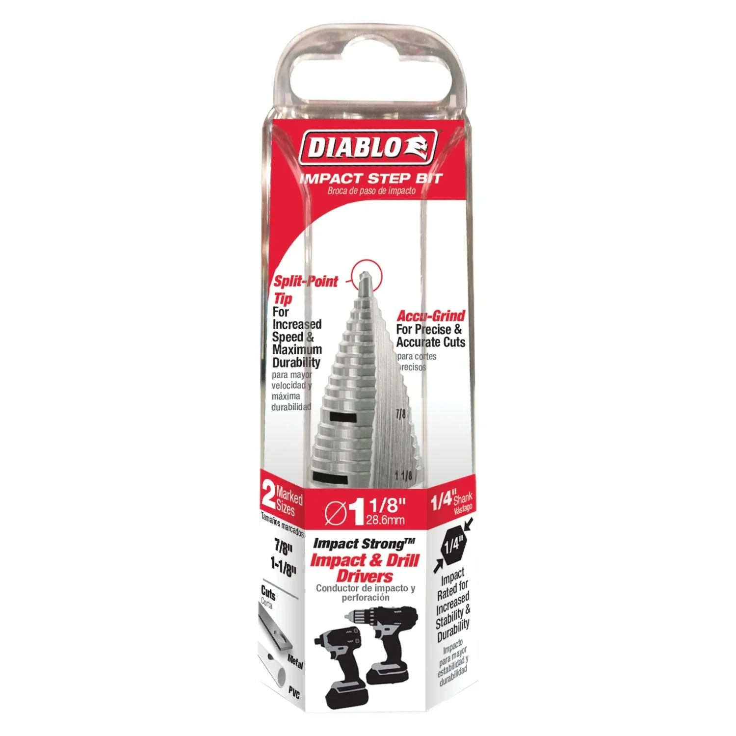Diablo DSD1125S17 7/8 Inch - 1-1/8 Inch Impact Step Drill Bit with 17 Steps