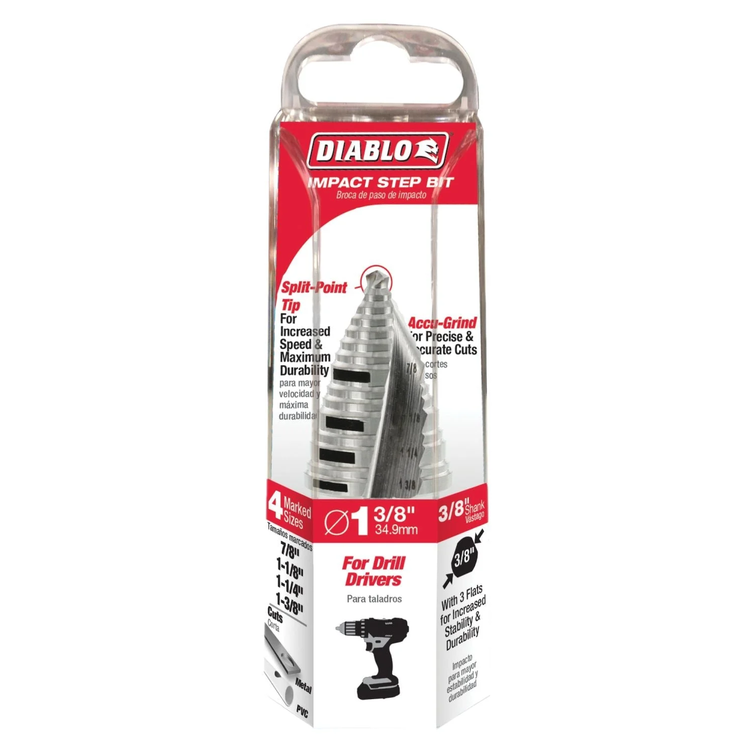 Diablo DSD1375S15 7/8 Inch - 1-3/8 Inch Step Drill Bit with 15 Steps