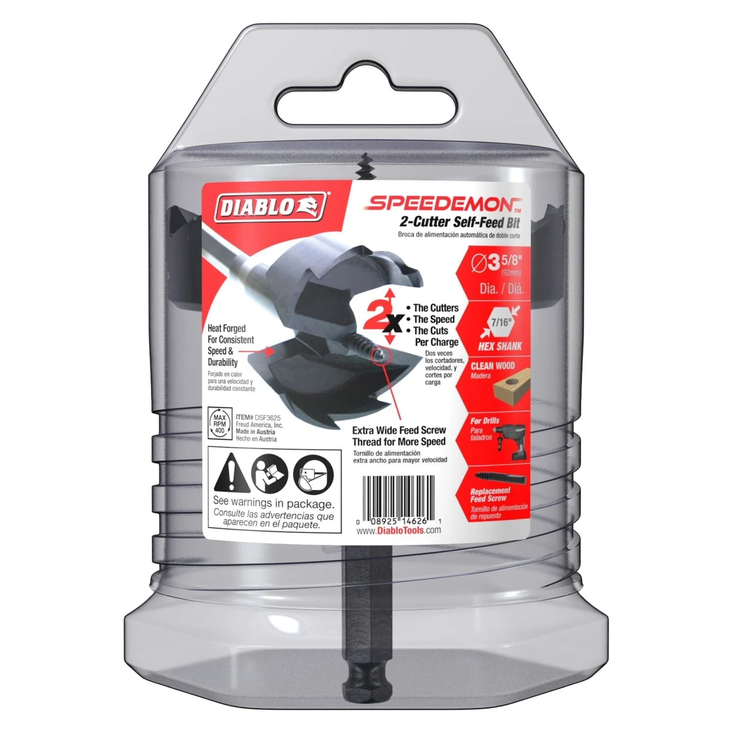 Diablo DSF3625 3-5/8 Inch Dia. SPEEDemon Self Feed Bit