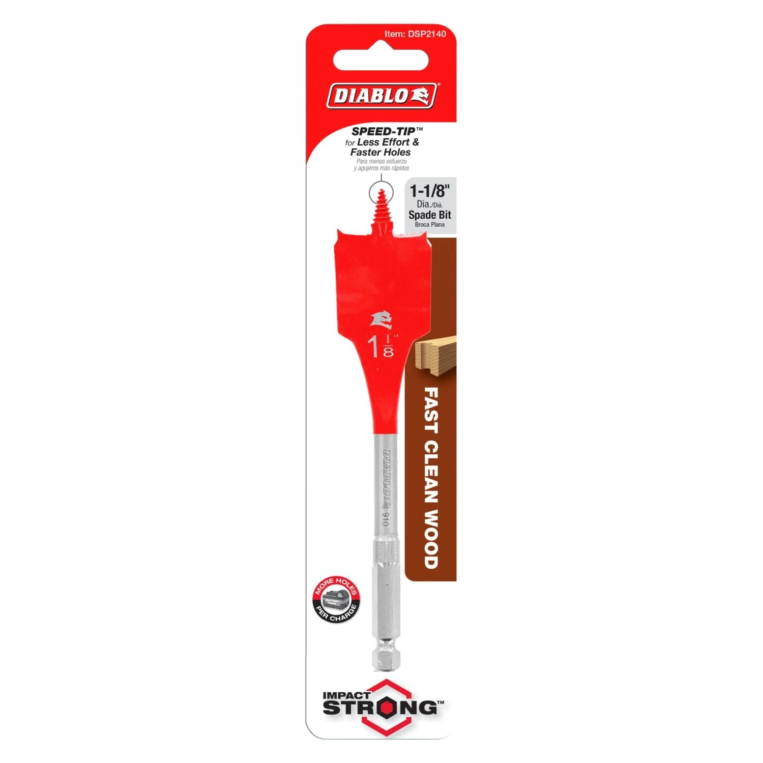 Diablo DSP2140 1-1/8 Inch x 6 Inch SPEEDemon Spade Bit
