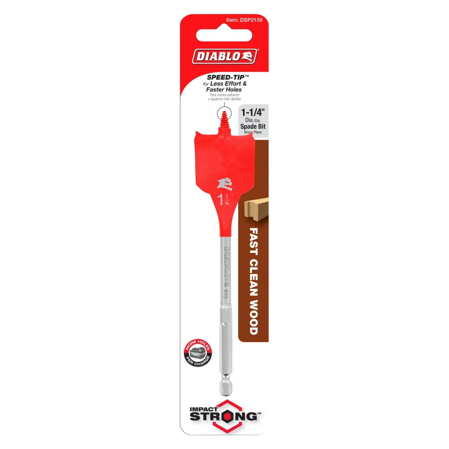 Diablo DSP2150 1-1/4 Inch x 6 Inch SPEEDemon Spade Bit