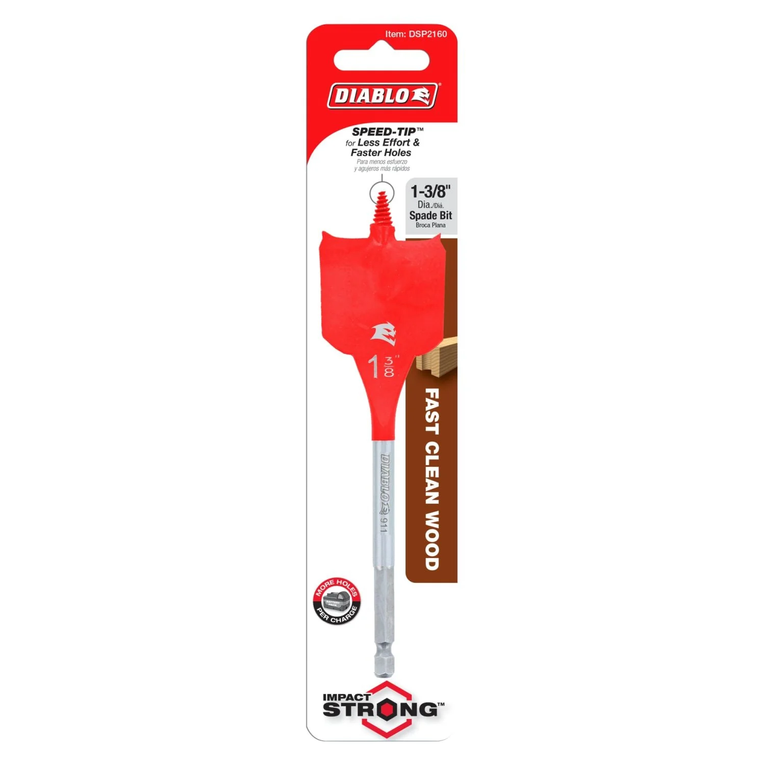 Diablo DSP2160 1-3/8 Inch x 6 Inch SPEEDemon Spade Bit