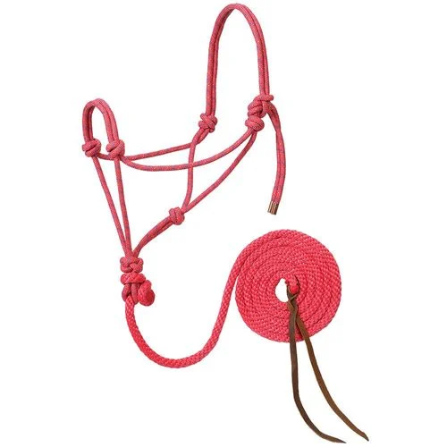 Diamond Braid Rope Halter & Lead 10' x 3/8" Pink/Gold/Turquoise