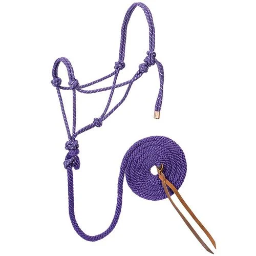 Diamond Braid Rope Halter & Lead 10' x 3/8" (Purple/Mint/White)