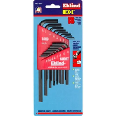 Eklind 10018 18 Piece SAE Combination Short/Long Hex-L Hex Key Set
