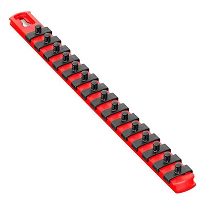 Ernst 8414 13 Socket Organizer with 15 Twist Lock Clips - Red - 1/4