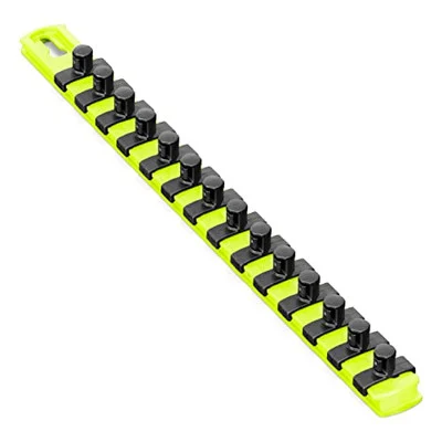 Ernst 8438HV 13 Socket Organizer with 14 Twist Lock Clips - HI-VIZ - 3/8