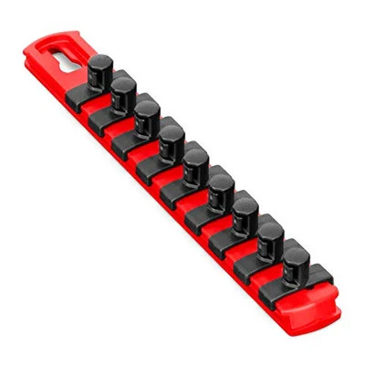 Ernst Red-3/8" 8” Magnetic Socket Organizer w/9 Lock Clips (8411M)
