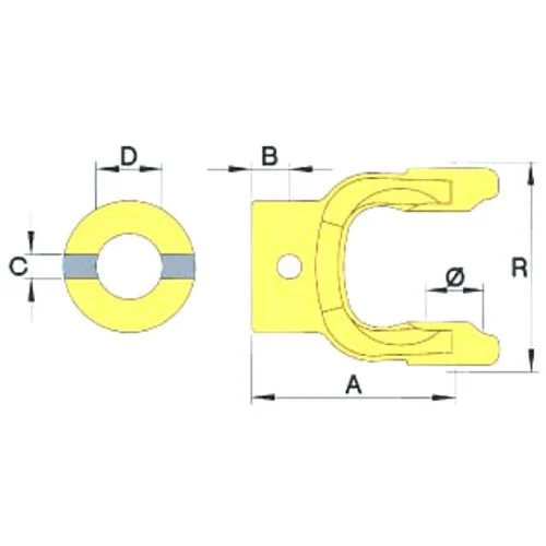 Eurocardan 1071016 Series 1 - 1 inch Smooth Yoke for Shear Bolts