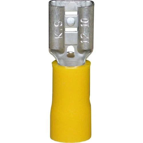 Female Spade Connector with Yellow Vinyl-Insulated Barrel for #12-#10 AWG (16 pack)