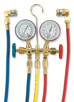 FJC R134a Brass Manifold Gauge Set with 72-Inch Hoses (6715B)