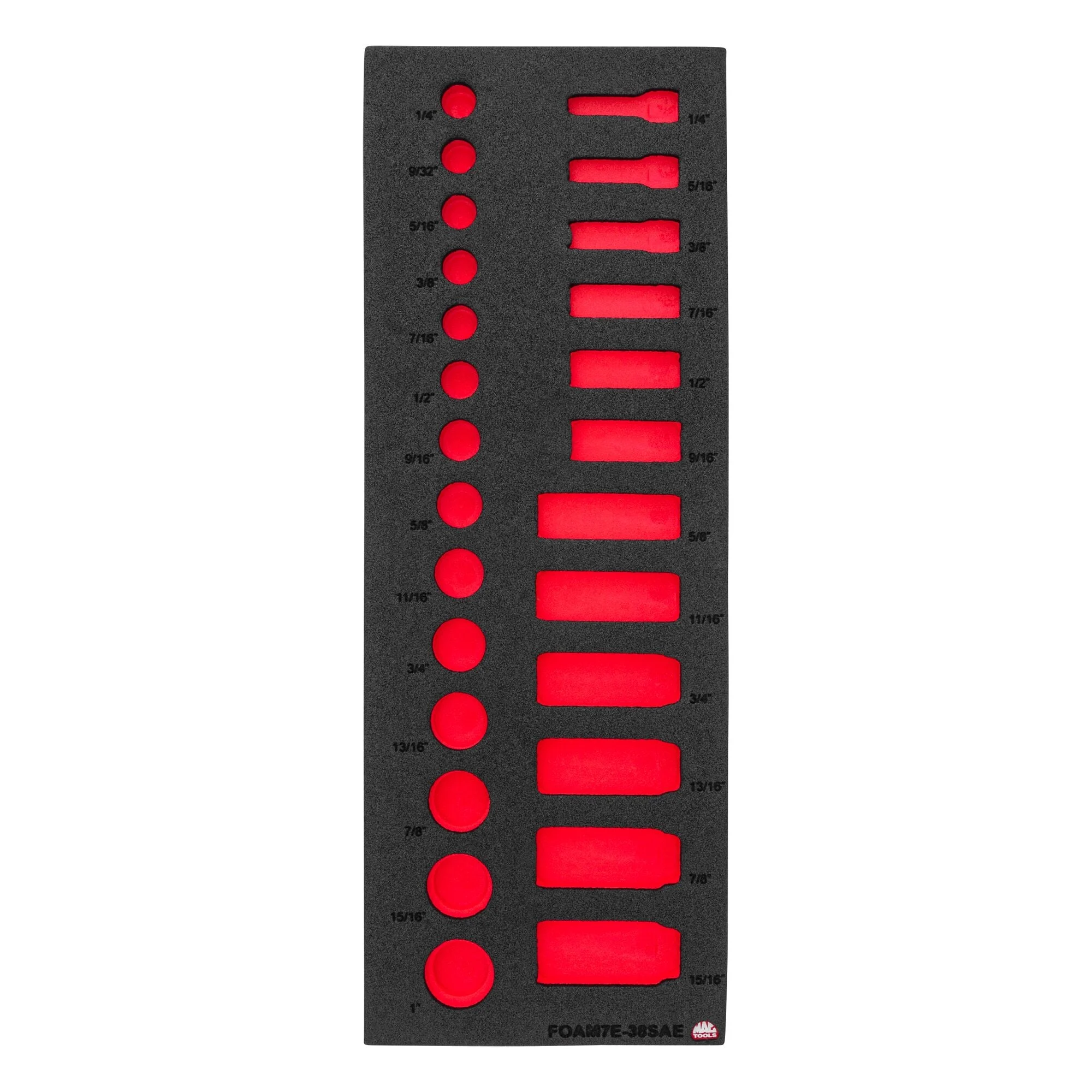 Foam Only - 3/8” Drive Sockets SAE (FOAM7E-38SAE Set)