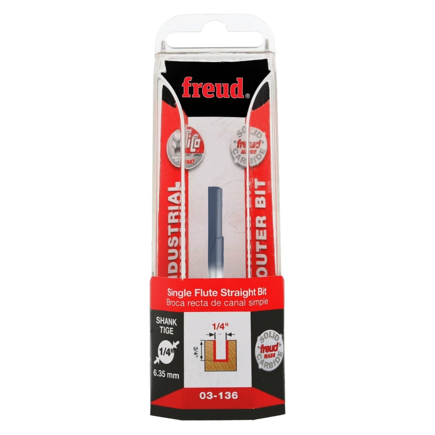 Freud 03-136 1/4-Inch Single Flute Straight Router Bit