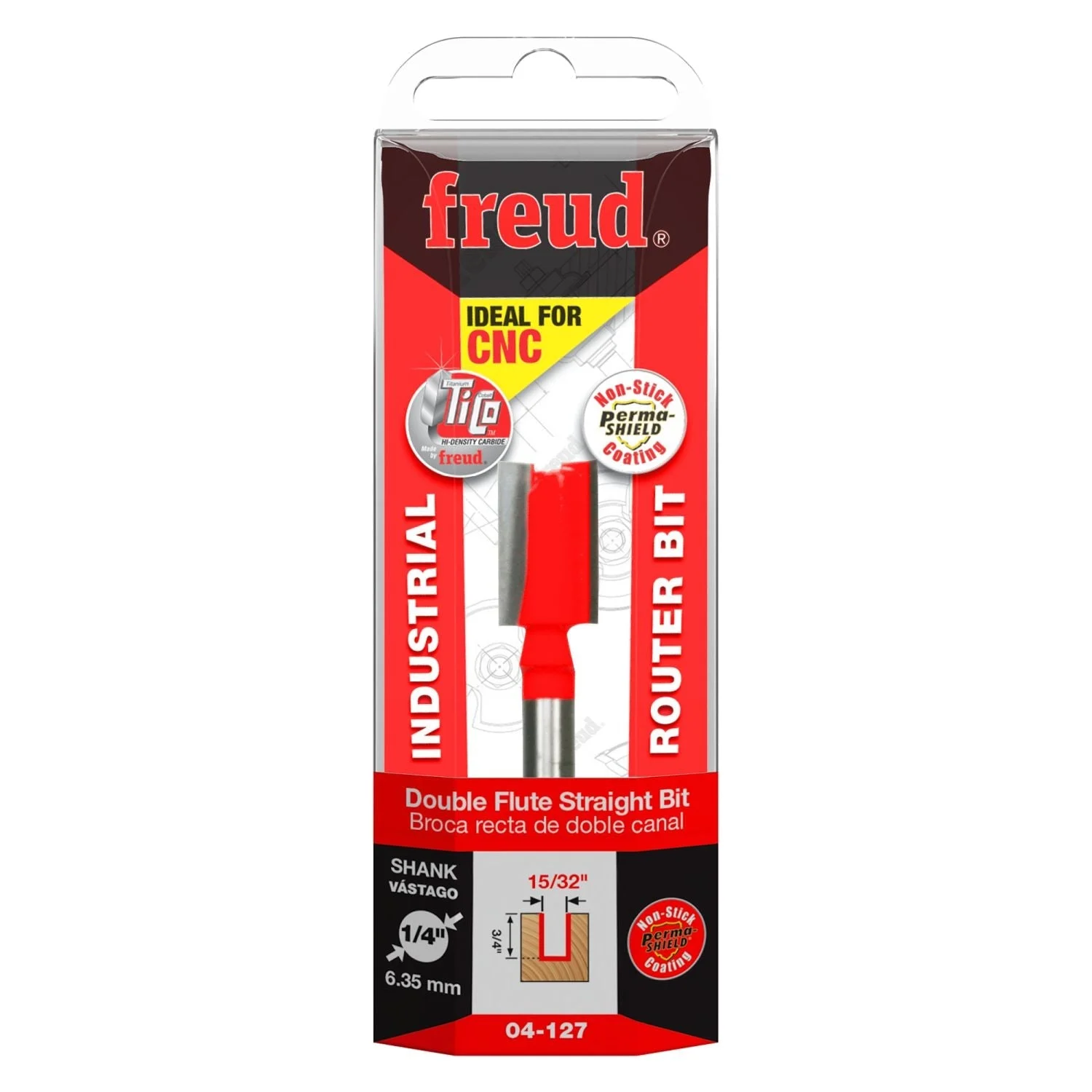 Freud 04-127 15/32-Inch Double Flute Straight Router Bit