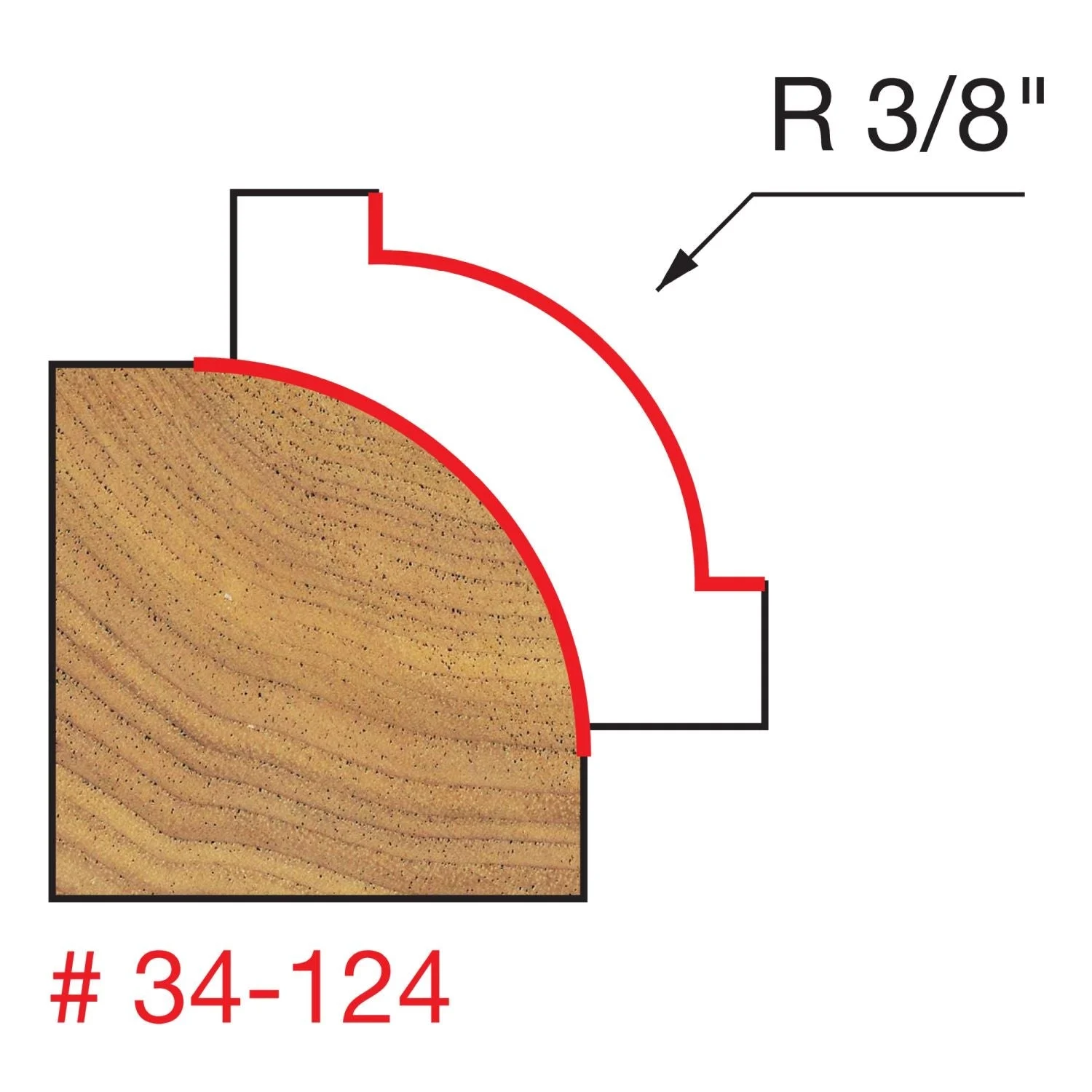 Freud 34-124 3/8-Inch Radius Rounding Over Router Bit (Quadra-Cut)