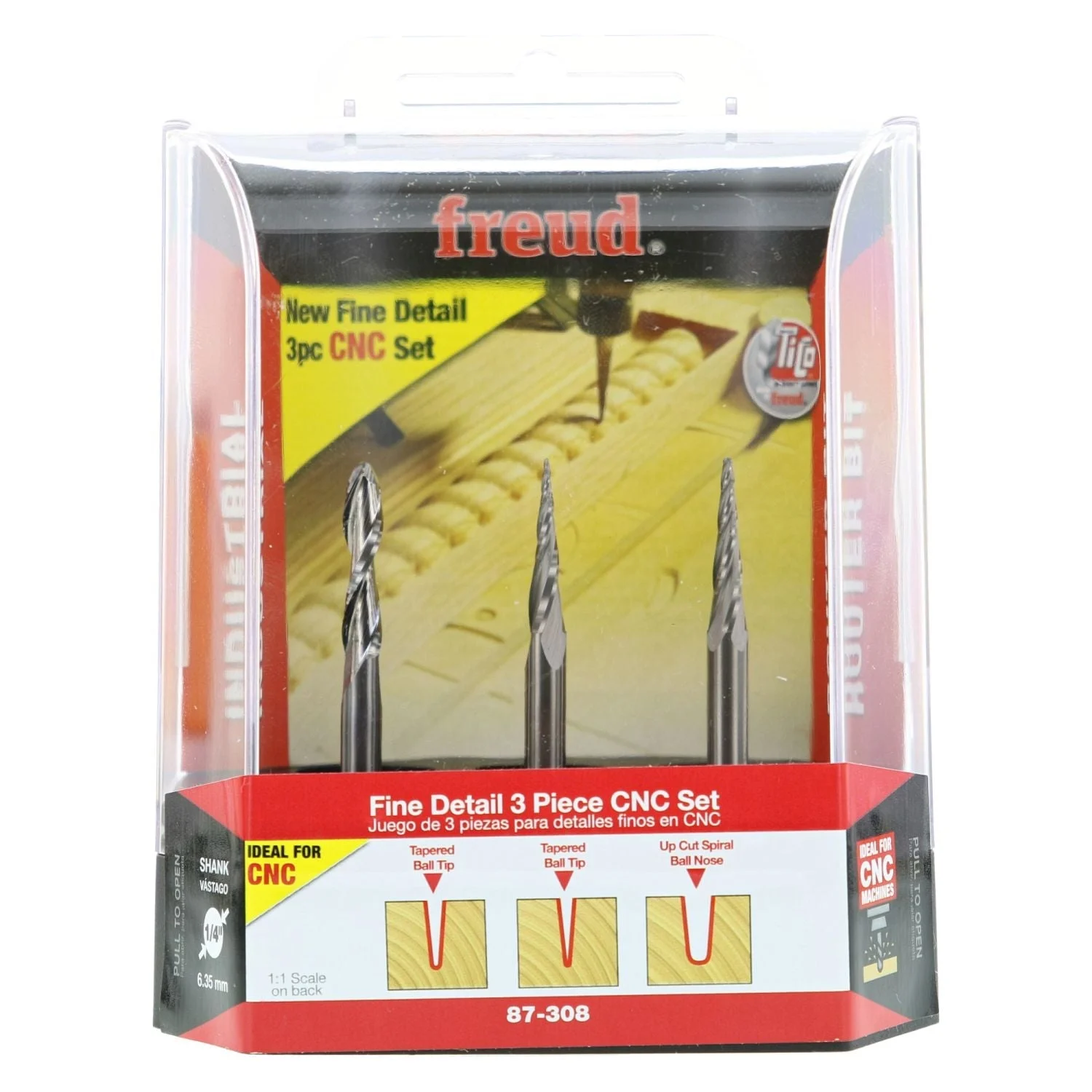 Freud 87-308 3-Piece CNC Fine Detail Router Bit Set