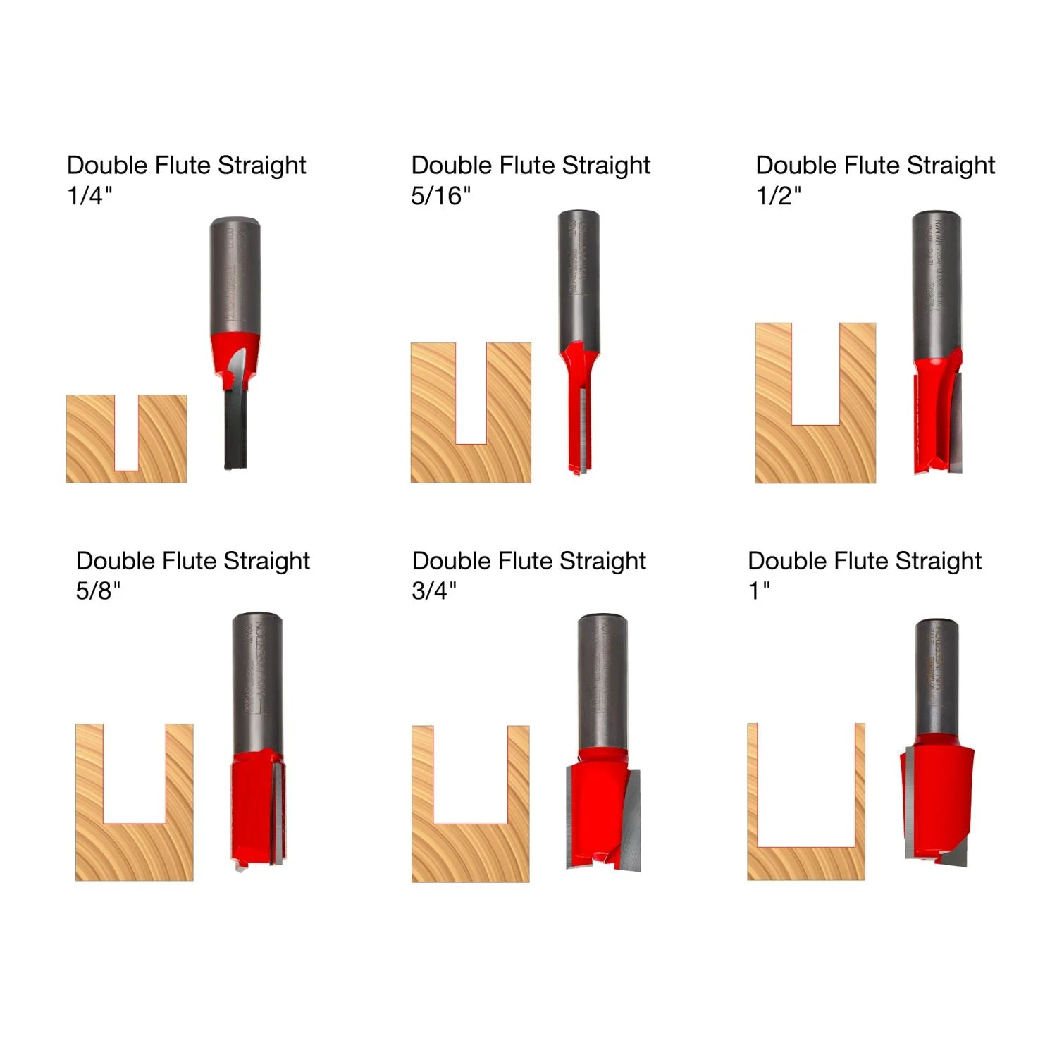 Freud 91-102 6 Piece Straight Router Bit Set