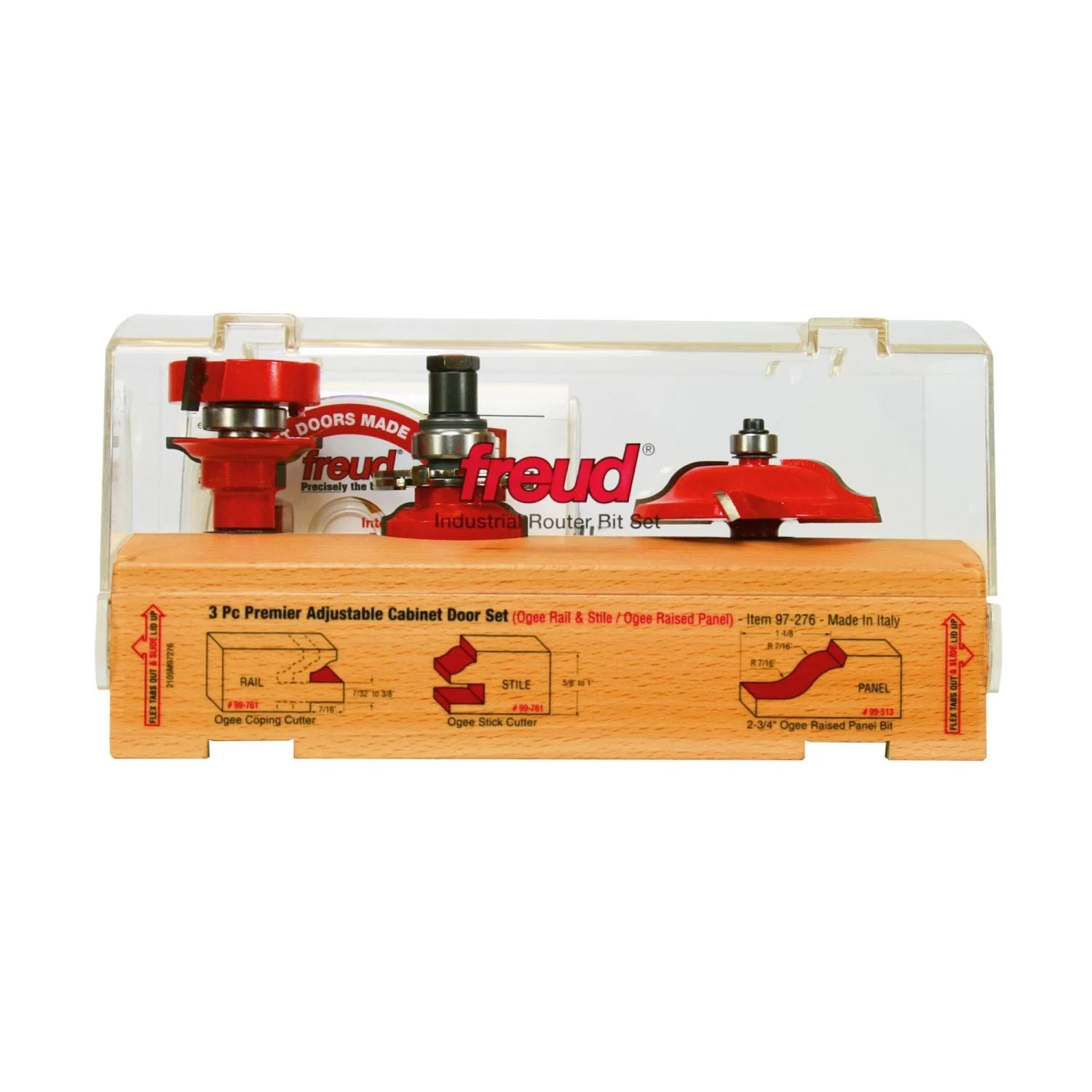 Freud 97-276 3 Piece Premier Adjustable Cabinet Router Bit Set
