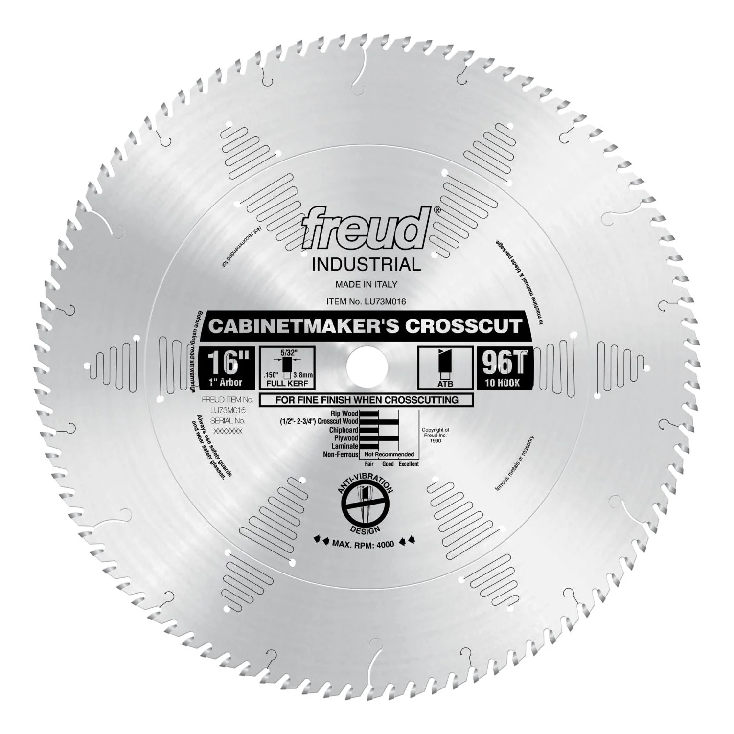 Freud LU73M016 16 in. Cabinetmakers Crosscut Blade