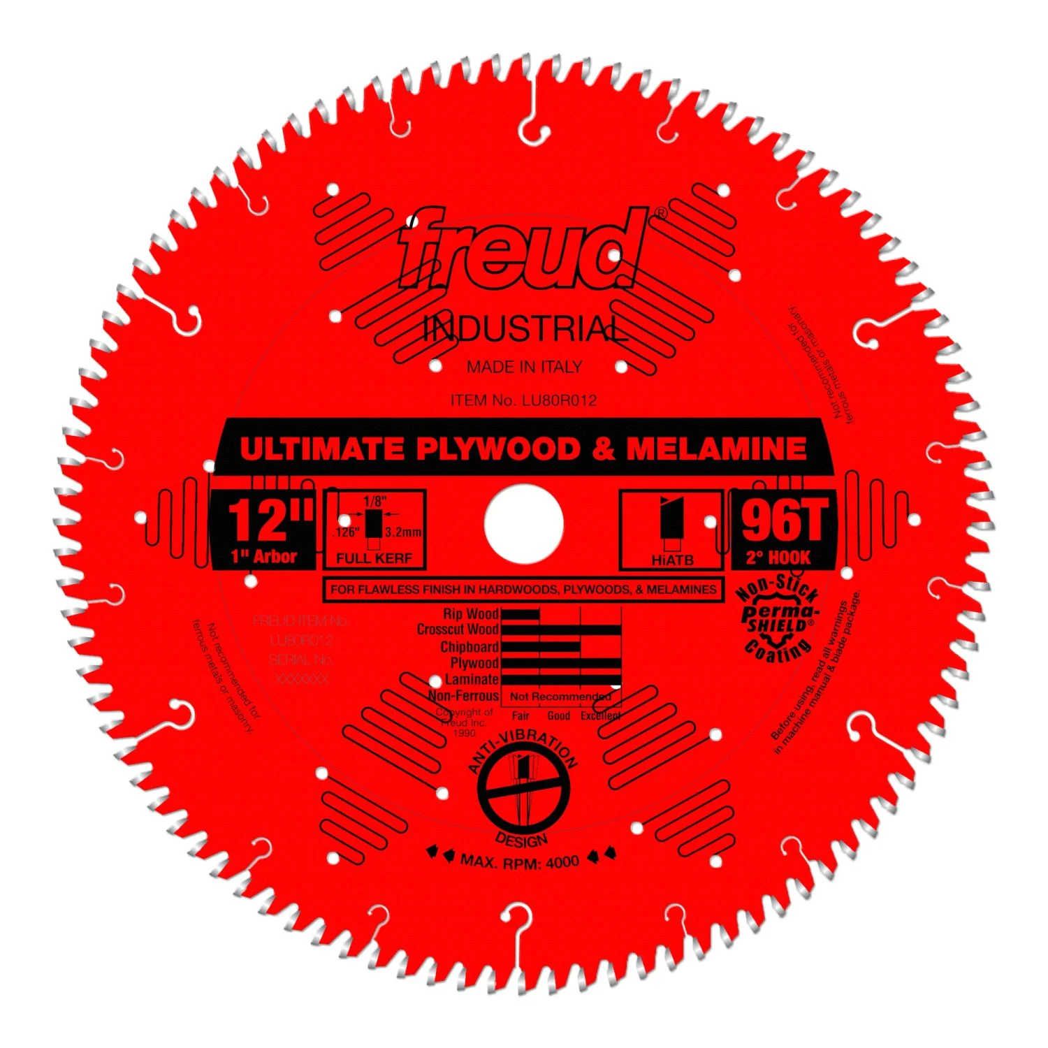 Freud LU80R012 12 in. Ultimate Plywood & Melamine Blade