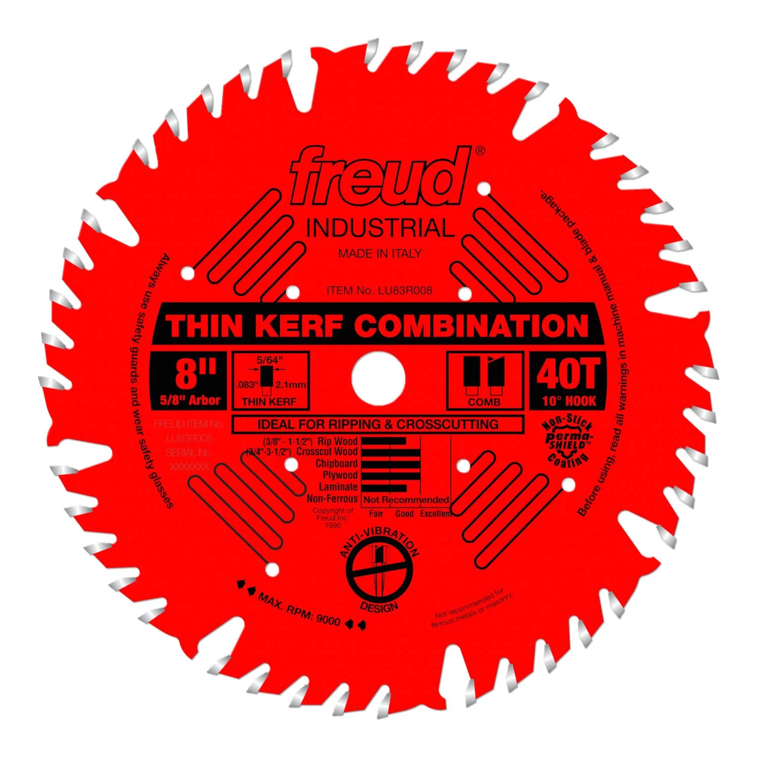 Freud LU83R008 8 in. Thin Kerf Combination Blade