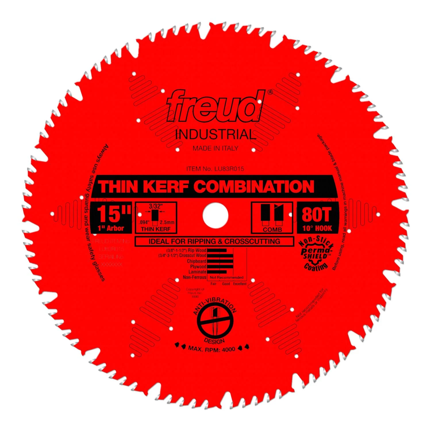 Freud LU83R015 15 in. Thin Kerf Combination Blade