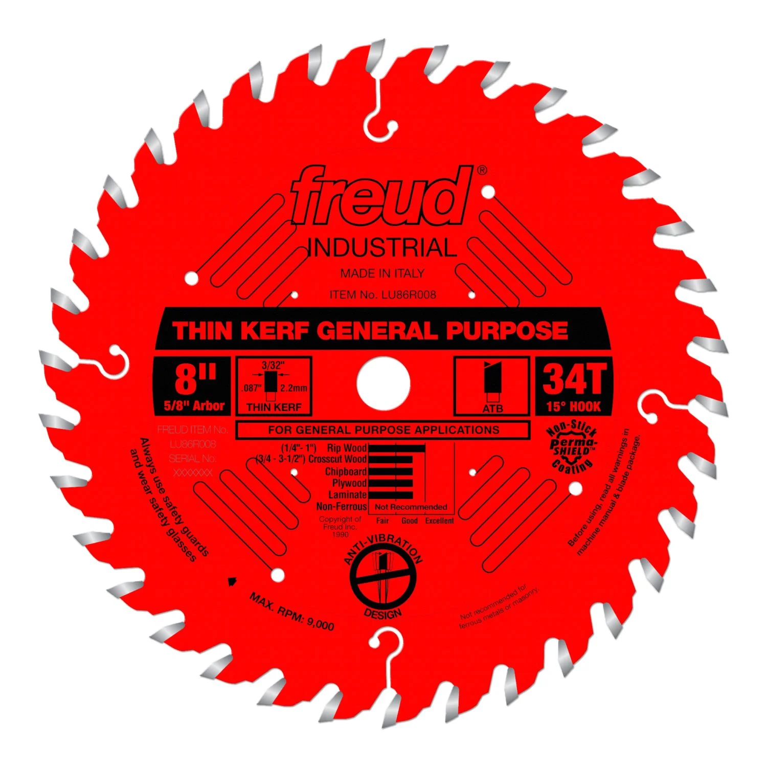 Freud LU86R008 8 in. Thin Kerf General Purpose Blade